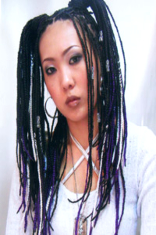 毛先にパープルをプラスした2トーンブレイズ