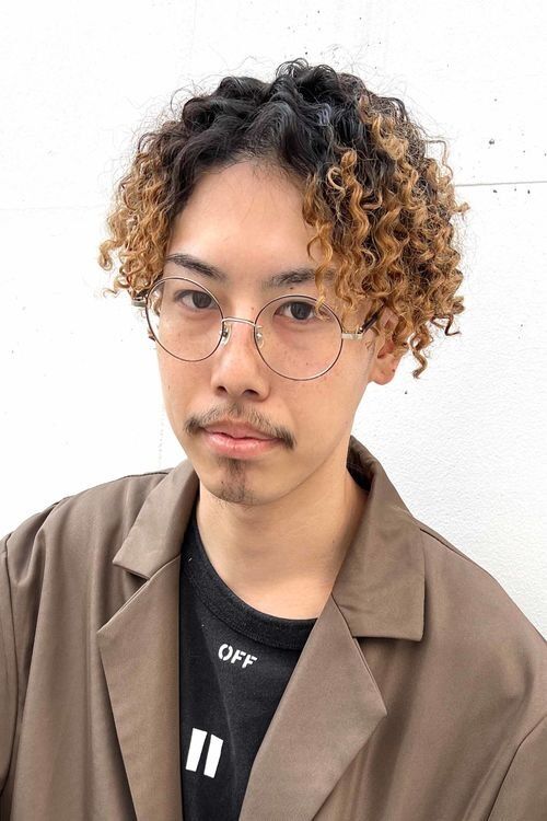 メンズパーマ・スパイラルパーマ・メンズヘア・ブリーチ