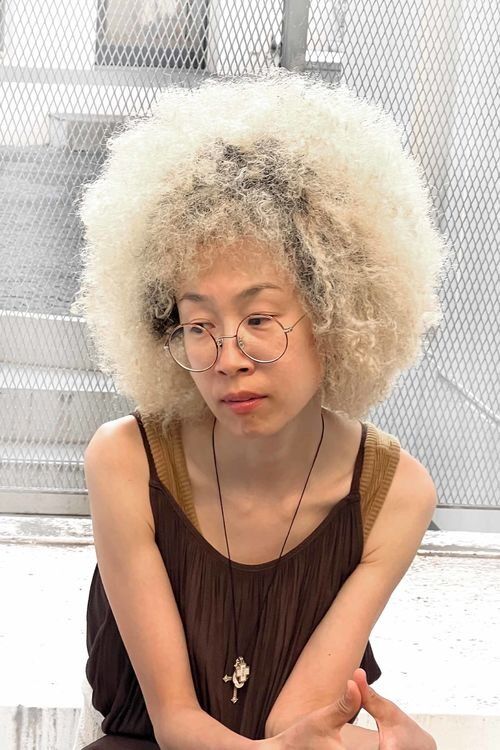 アフロパーマ・afroperm・70's hair・スパイラルパーマ・ブリーチ