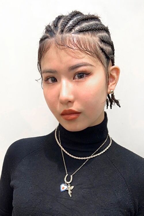 コーンロウ・ブレイズ・成人式、成人式ヘア、 ASUHA・dleague・kadokawa dreams、ブラックヘア、